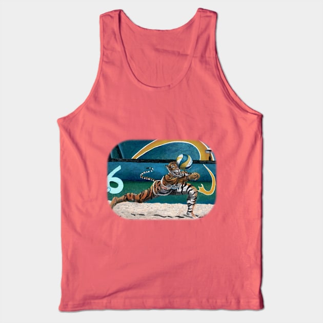 Cat Warrior Volleyball Sports Fantasy Tank Top by Helms Art Creations